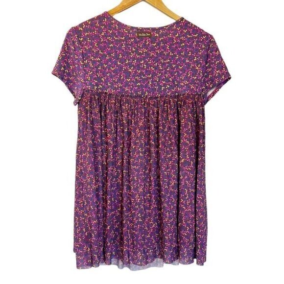 Matilda Jane Floral Purple Walking on a Cloud Short Sleeve Top M Cottagecore - Picture 3 of 7